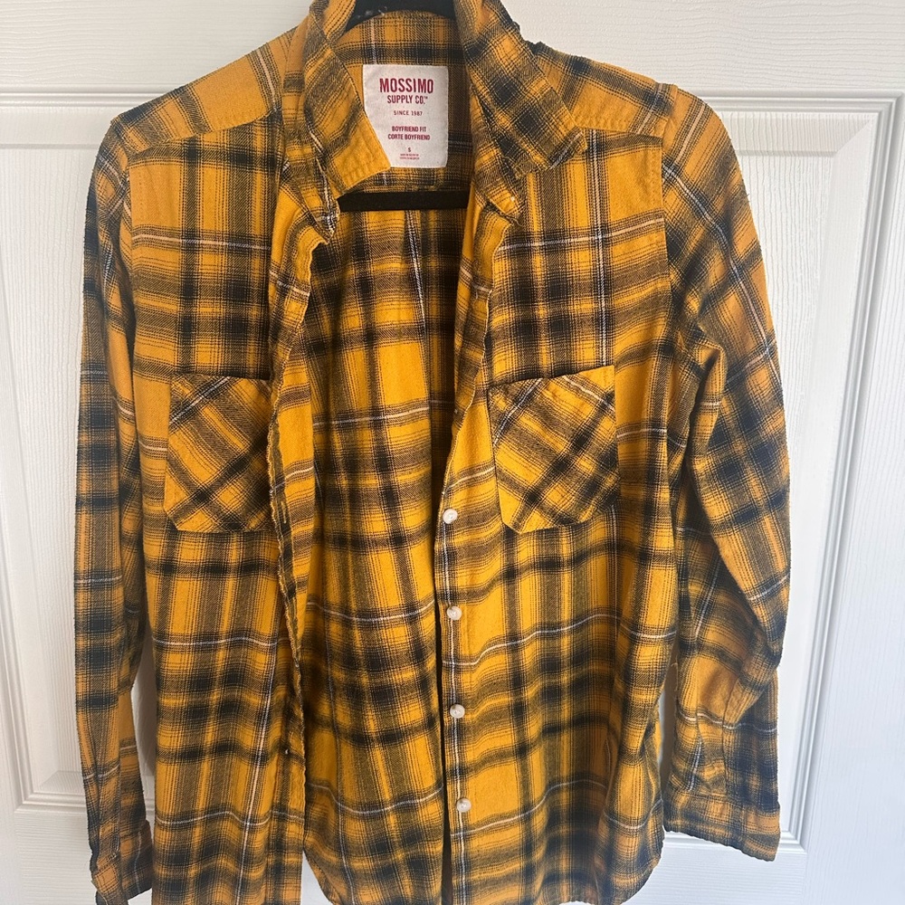 Mossimo Supply Co. Yellow and Black Plaid Shirt